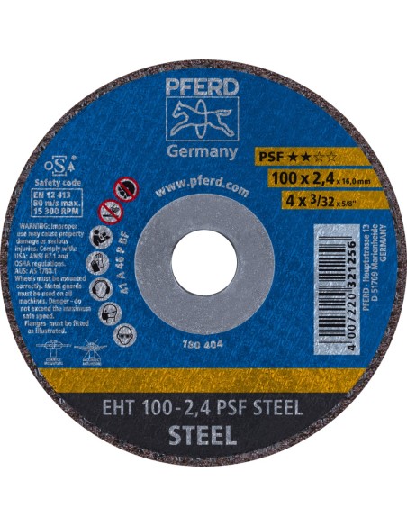 DISCOS DE CORTE EHT 100-2,4 PSF STEEL/16,0